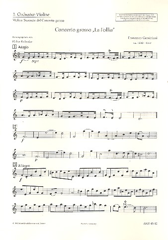 Concerto grosso  für 2 Solo-Violinen, Solo-Violoncello/Kontrabass, Streichorchester und  Einzelstimme - Violine II rip.