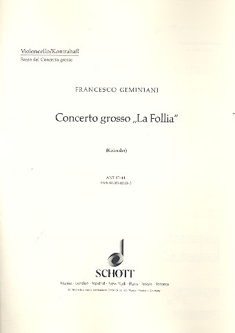 Concerto grosso  für 2 Solo-Violinen, Solo-Violoncello/Kontrabass, Streichorchester und  Einzelstimme - Violoncello/Kontrabass ripieno