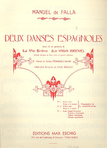 Danse espagnol no. 2 extrait de  la vie breve pour piano  