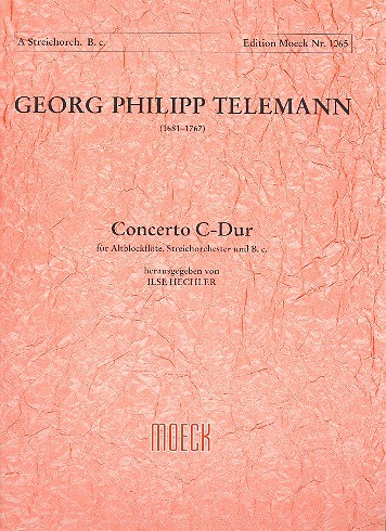 Concerto C-Dur   für Altblockflöte, Streichorchester und Cembalo  Partitur und Stimmen