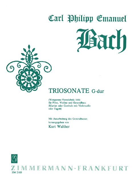 Triosonate G-Dur Wq144  für Flöte, Violine und Bc  