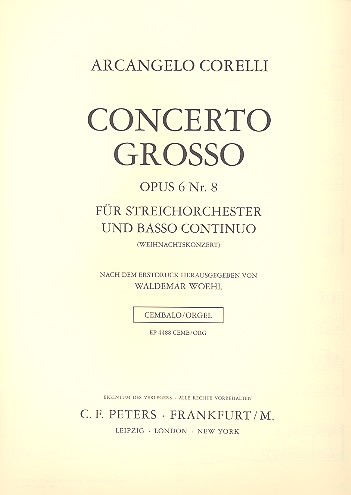 Concerto grosso g-Moll op.6,8  für 2 Violinen, Violoncello, Streicher und Bc  Cembalo