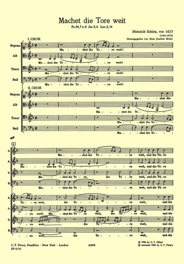 Machet die Tore weit&nbsp;&nbsp;für 8 Stimmen (dt)&nbsp;&nbsp;Partitur