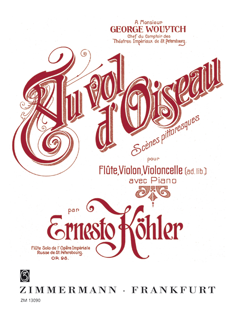 Au vol d'oiseau op.98  für Flöte, Violine und Klavier (Violoncello ad lib)  Stimmen