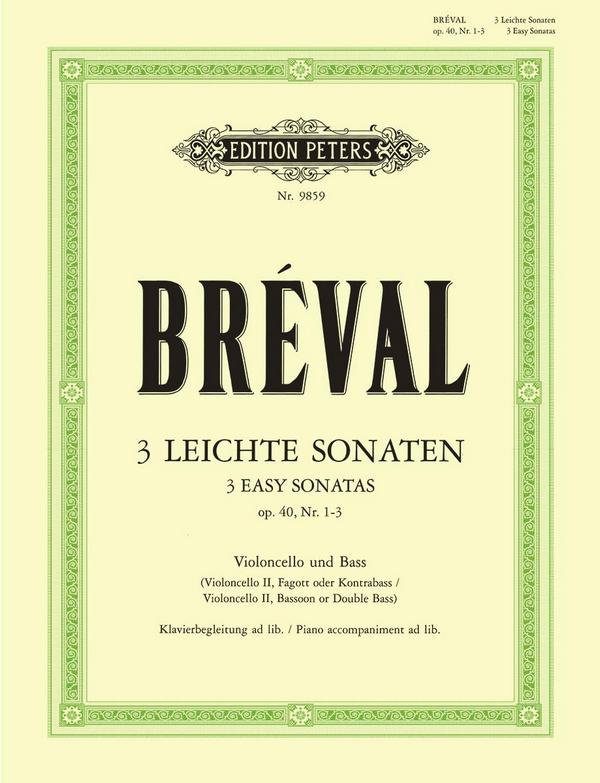 3 leichte Sonaten op.40,1-3&nbsp;&nbsp;für Violoncello und Kontrabass und Klavier ad lib&nbsp;&nbsp;