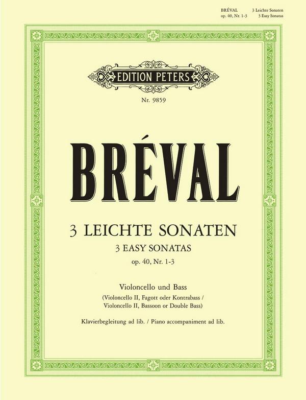 3 leichte Sonaten op.40,1-3  für Violoncello und Kontrabass und Klavier ad lib  