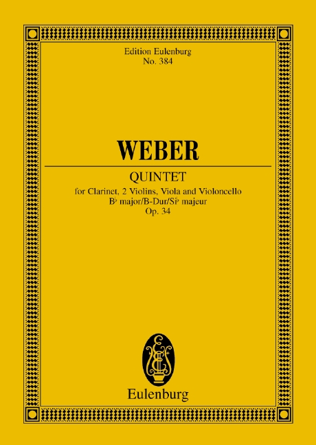 Quintett B-Dur op.34&nbsp;&nbsp;für Klarinette und Streichquartett&nbsp;&nbsp;Studienpartitur