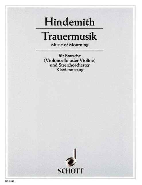 Trauermusik&nbsp;&nbsp;für Viola (Violine, Violoncello) und Streichorchester&nbsp;&nbsp;Klavierauszug mit Solostimme