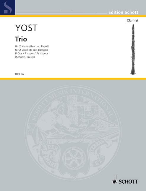 Trio F-Dur&nbsp;&nbsp;für 2 Klarinetten (in C oder B) und Fagott (+ 2. Stimme in Es)&nbsp;&nbsp;Partitur und Stimmen