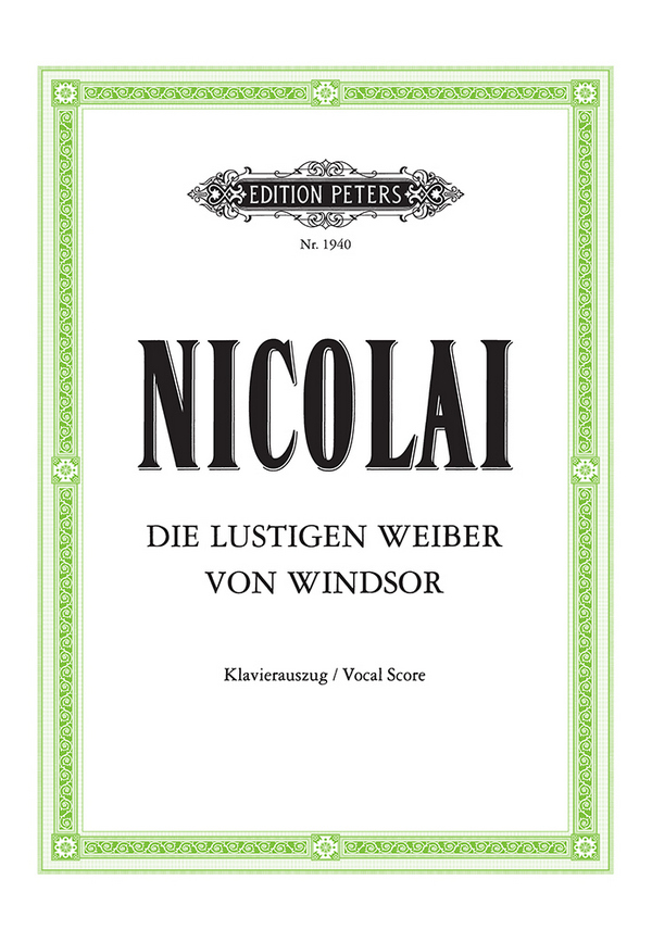 Die lustigen Weiber von Windsor&nbsp;&nbsp;&nbsp;&nbsp;Klavierauszug (dt)