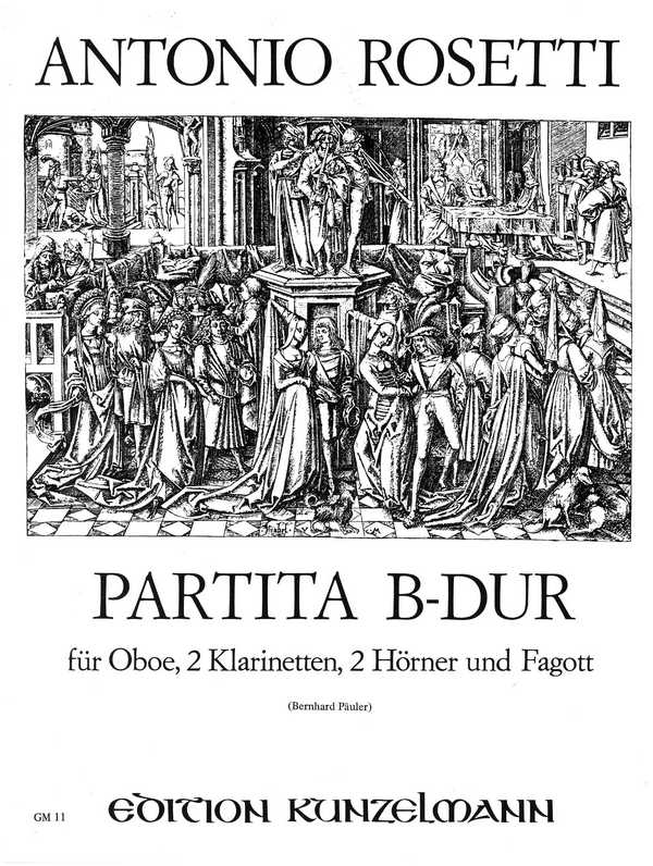 Partita B-Dur  für Oboe, 2 Klarinetten, 2 Hörner und Fagott  Partitur und Stimmen