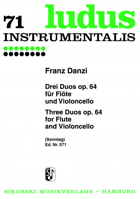 3 Duos op.64  für Flöte und Violoncello  2 Spielpartituren