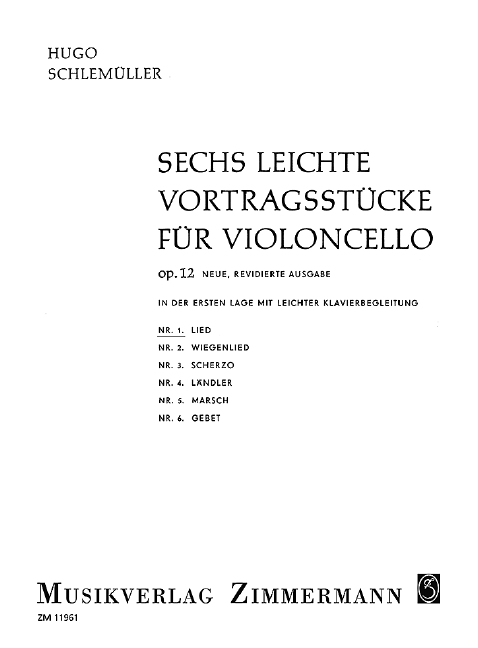 6 leichte Vortragsstücke op.12,1  für Violoncello und Klavier  