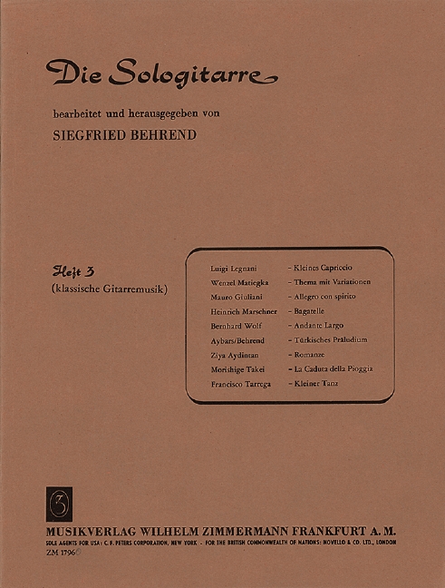 DIE SOLOGITARRE BAND 3&nbsp;&nbsp;KLASSISCHE GITARRENMUSIK&nbsp;&nbsp;BEHREND, SIEGFRIED, ED