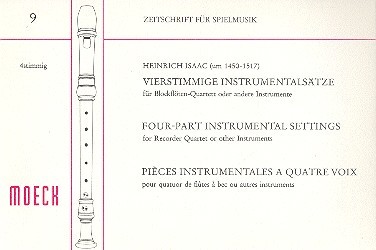 Vierstimmige Instrumentalsätze  für 4 Blockflöten (SATB)  Spielppartitur