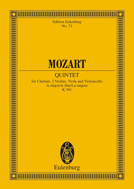 Quintett A-Dur KV581&nbsp;&nbsp;für Klavier und Streichquartett&nbsp;&nbsp;Studienpartitur