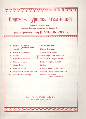 Chanson typique bresilienne no.1  mokoce ce maka pour chant et piano  