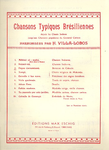 Chanson typique Bresilienne no.3  papae curumiassu pour chant et  piano