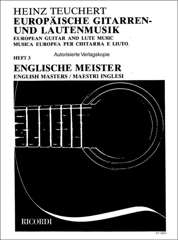 Europäische Gitarren- und Lautenmeister Band 3&nbsp;&nbsp;Englische Meister&nbsp;&nbsp;Verlagskopie