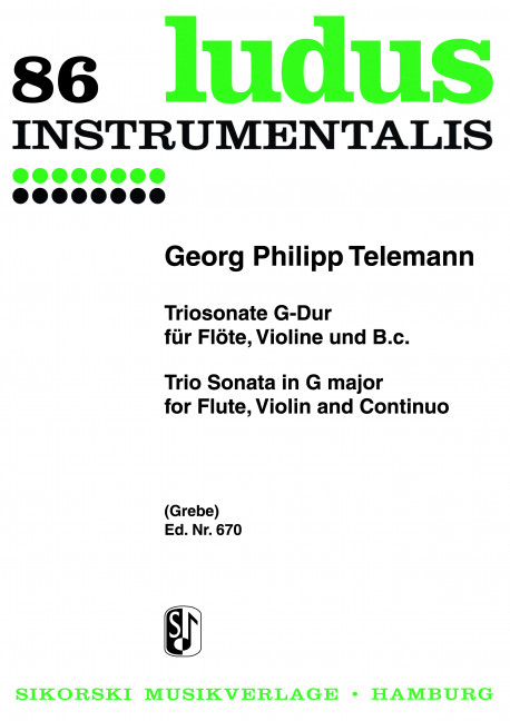 Triosonate G-Dur für Flöte,&nbsp;&nbsp;Violine und Bc&nbsp;&nbsp;Partitur und 3 Stimmen