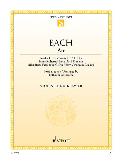 Air D-Dur aus BWV1068&nbsp;&nbsp;für Violine und Klavier (C-Dur)&nbsp;&nbsp;