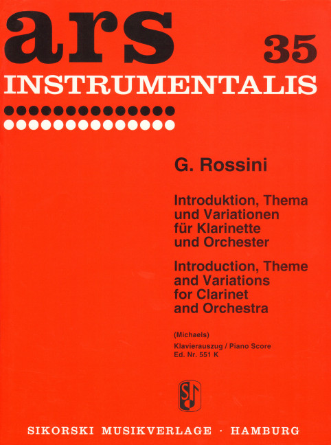 Introduktion, Thema und Variation  für Klarinette und Orchester  für Klarinette und Klavier