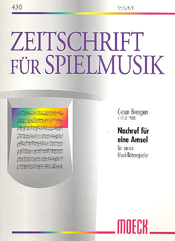 Nachruf für eine Amsel  für einen Blockflötenspieler (Sino/S/A/T)  