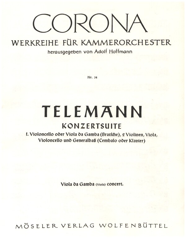 Konzertsuite twv55:d6&nbsp;&nbsp;für Violoncello (Viola da Gamba) und Streichorchorchester&nbsp;&nbsp;Viola