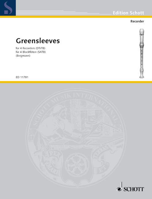 Greensleeves&nbsp;&nbsp;for 4 recorders (SATB)&nbsp;&nbsp;score