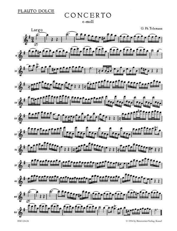 Konzert e-Moll für Altblockflöte,&nbsp;&nbsp;Flöte und Streicher&nbsp;&nbsp;Altblockflöte -Stimme