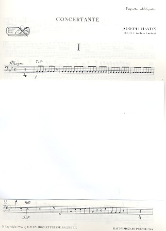 Sinfonia concertante Hob.I:105 für Oboe,&nbsp;&nbsp;Fagott, Violine, Violoncello und Orchester&nbsp;&nbsp;Fagott solo