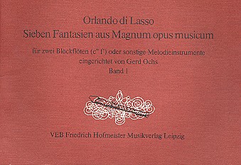 7 Fantasien aus Magnum opus  Musicum Band 1 für 2  Blockflöten,  Spielpartitur