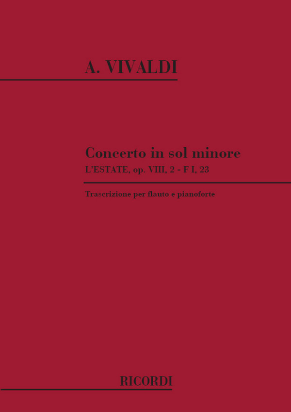 Concerto sol minore per&nbsp;&nbsp;flauto e archi per&nbsp;&nbsp;flauto e pianoforte