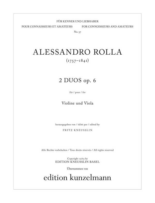 2 Duos C-Dur op.6,1 und g-Moll op.6,2  für Violine und Viola  Stimmen