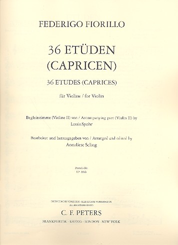 36 Etüden oder Capricen  für 2 Violinen  Begleitstimme für zweite Violine
