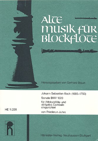 Sonate BWV1020 &nbsp;&nbsp;für Altblockflöte und obligates Cembalo&nbsp;&nbsp;