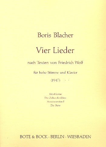 4 Lieder nach Texten von Friedrich Wolf  für hohe Singstimme und Klavier (1947, dt)  