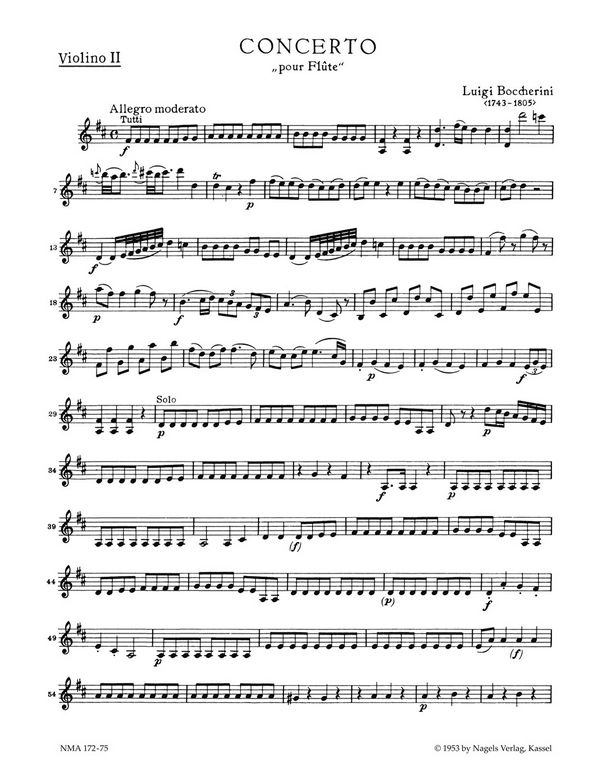 Konzert D-Dur&nbsp;&nbsp;für Flöte und Streicher&nbsp;&nbsp;Violine 2