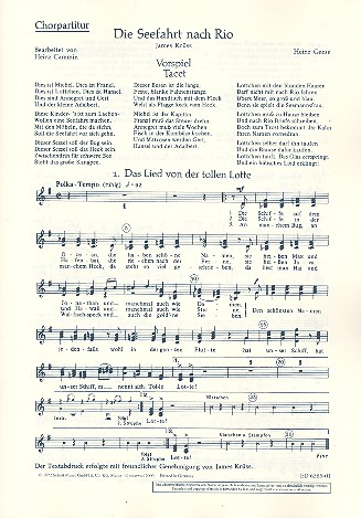 Die Seefahrt nach Rio&nbsp;&nbsp;für Sprecher, Kinderchor und Instrumente&nbsp;&nbsp;Chorpartitur