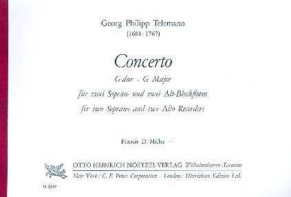 Concerto G-Dur&nbsp;&nbsp;für 4 Blockflöten (SSAA)&nbsp;&nbsp;Partitur und 4 Stimmen