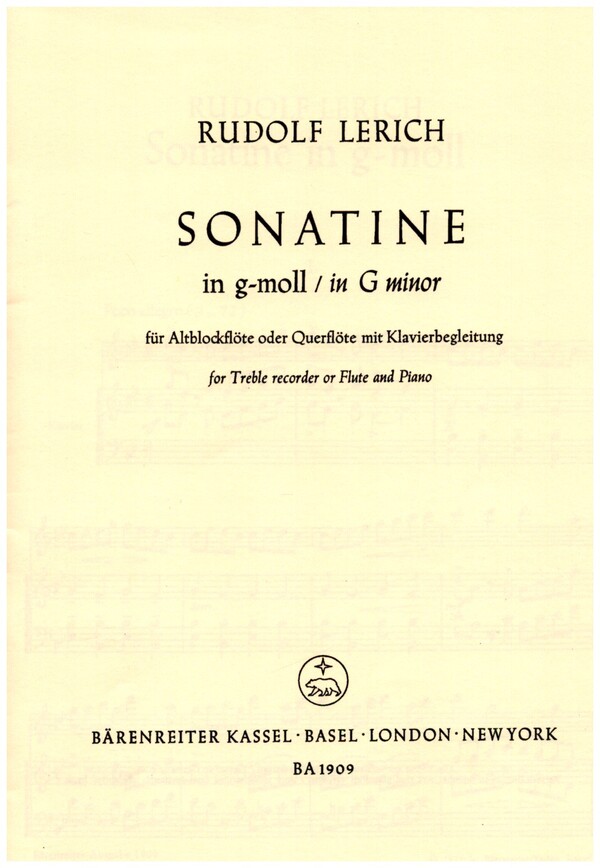 Sonatine g-Moll für  Altblockflöte und Klavier  (Verlagskopie)
