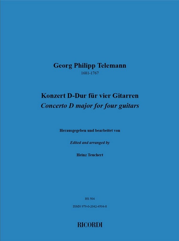 Konzert D-Dur für 4 Gitarren&nbsp;&nbsp;Partitur und Stimmen&nbsp;&nbsp;(Kopie)