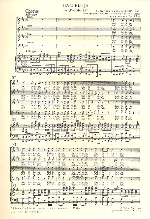 Halleluja aus 'Der Messias'&nbsp;&nbsp;für Soli, gem Chor und Orchester&nbsp;&nbsp;Chorpartitur (dt/en)
