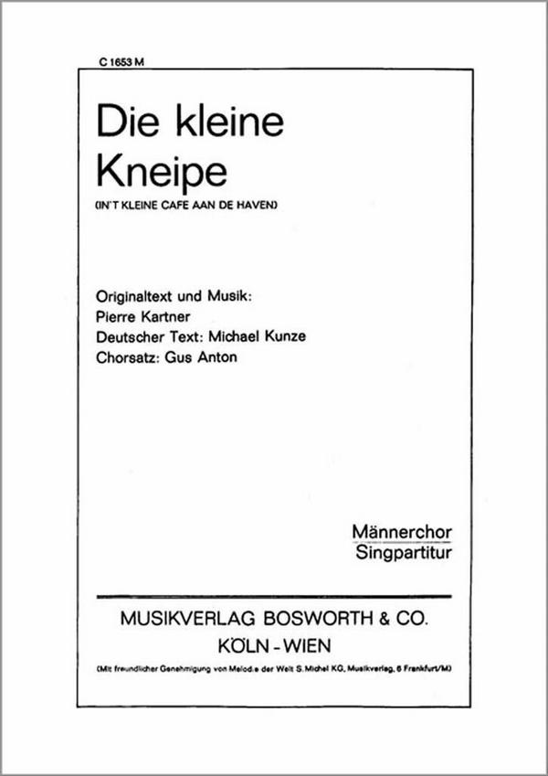 Die kleine Kneipe&nbsp;&nbsp;für Männerchor und Klavier&nbsp;&nbsp;Klavierpartitur