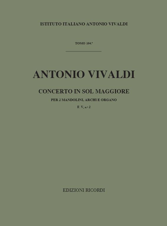 Concerto sol maggiore F5.2&nbsp;&nbsp;per 2 mandolini, archi e organo&nbsp;&nbsp;Partitur