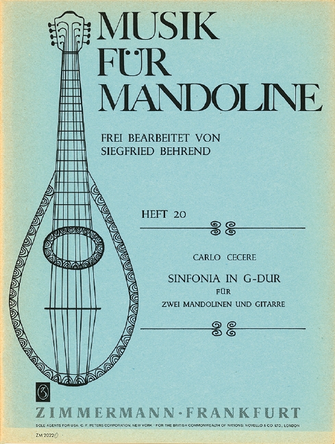 Sinfonia in G-Dur  für zwei Mandolinen und Gitarre  Partitur und Mandolinenpartitur