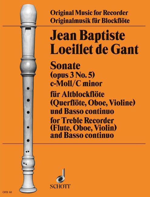 Sonate op. 3  für Alt-Blockflöte (Flöte, Oboe, Violine) und Basso continuo, Violonce  