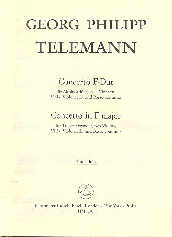 Konzert F-Dur für Blockflöte&nbsp;&nbsp;und Streicher&nbsp;&nbsp;Altblockflöte