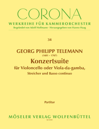 Konzertsuite TWV55:d6&nbsp;&nbsp;für Violoncello (Viola da gamba) und Streichorchester&nbsp;&nbsp;Partitur (= Bc)