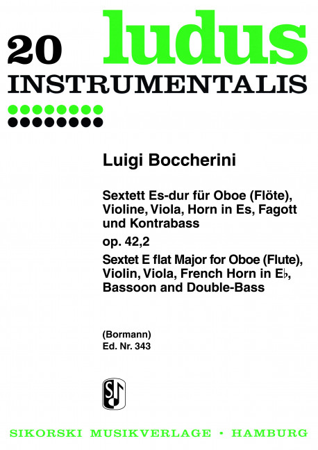 Sextett Es-Dur op.42,2 für&nbsp;&nbsp;Oboe, Fagott, Horn, Violine,&nbsp;&nbsp;Viola und Kontrabass,   Stimmen